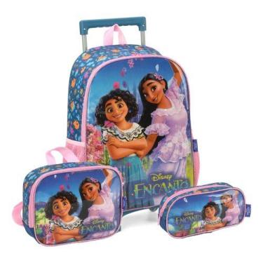 Imagem de Kit Mochila Rodas Encanto Disney Lancheira Estojo Infantil - Luxel, Az