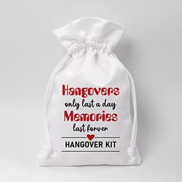 Imagem de Kit de ressaca de despedida de solteira - Hangovers Only Last A Day Memories Are Forever | Kit de sobrevivência para presente de recuperação de solteira Sacos para ressaca | Cordão para lembrancinhas de boas-vindas para festa de casamento - 14 x 17 cm