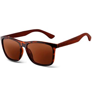 Imagem de Óculos de Sol Artesanal Hastes Design de Madeira HU WOOD Polarizados com Proteção Uv400 (C1)