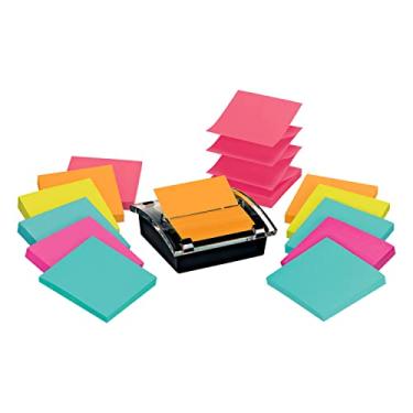 Imagem de Post-it Folha Super Sticky Note e Dispenser Value Pack, 7,6 cm x 7,6 cm, 12 blocos, cores sortidas (DS330-SSVA)