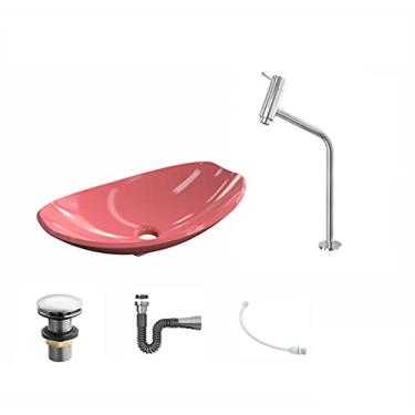 Imagem de Kit Cuba L45 C/Torneira Link 1062 Metal + Válvula Click 1''G + Sifão Cromado + Flexível Rosa