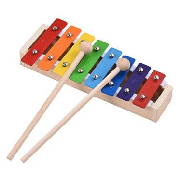 Imagem de SIMBAE Musical Infantil 8 teclas tamanho compacto xilofone glockenspiel com maços de madeira percussão instrumento musical presente para s s