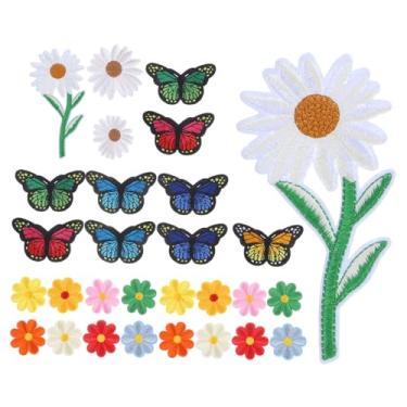 Imagem de SHINEOFI 39 Unidades Remendo de pano bordado apliques de borboleta flores de tecido para vestidos patch bordado Patches bordados remendos de roupas pequenas costurando remendos