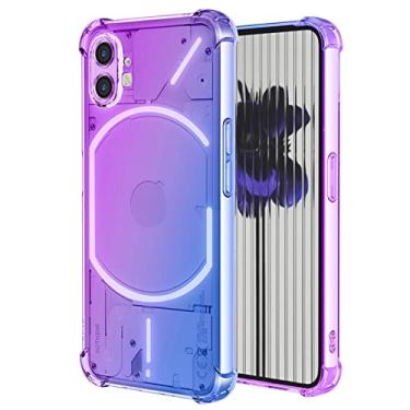 Imagem de Ueokeird Nothing Phone 1, A063 Capa protetora gradiente transparente, TPU flexível antiarranhões para meninas, roxo/azul