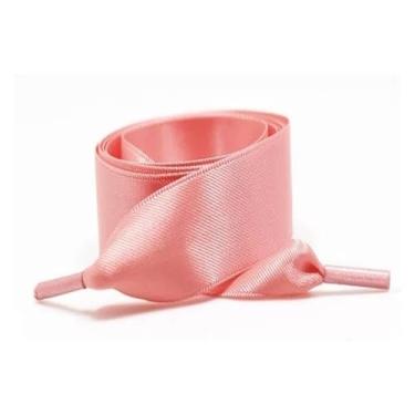 Imagem de Silk Satin Shoelaces Width Ribbon Flat Laces Women Boots Sneakers Shoelace Shoe Accessories (Color : Watermelon red, Size : 120cm)