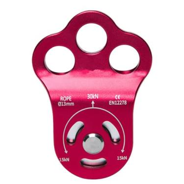 Imagem de MOOKEENONE Polia giratória tripla de 30 kN para corda de 13 mm para escalada em rocha, arborista, tirolesa e arrastar