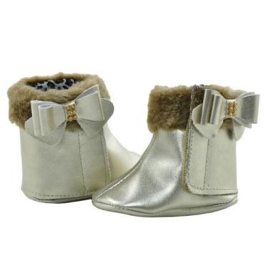 Imagem de Sapatinho de Bebê Bicho de Pé - Bota Feminina c/ Fecho e Laço - Sintét
