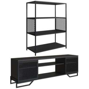 Imagem de Rack 180 Cm 2 PT Estante 77 Cm Industrial 27X24 Preto PP - Placa & Pon