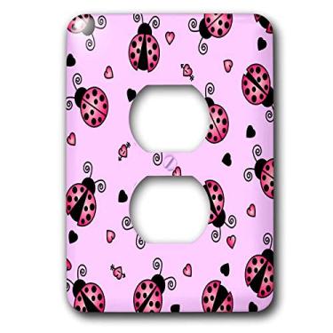 Imagem de 3dRose LLC lsp_12106_6 Love Bugs Pink Ladybug Print with Hearts, 2 tampas de tomada
