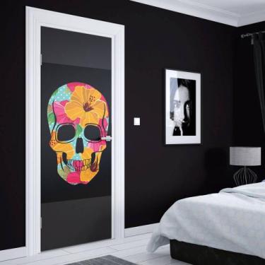 Imagem de Adesivo de Porta Caveira Colorida - Império da Impressão, P - 70cm x 2