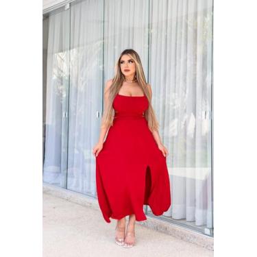 Imagem de Vestido Longo Fenda na Perna Laço nas Costas - luh may, Vermelho, P