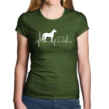 Imagem de Baby Look Algodão Cavalo Batimentos Cardíacos - Foca na Moda, Musgo, P