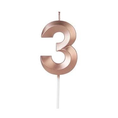 Imagem de Vela Número Aniversário Design Rose Gold - 01 unidade - Silver Festas 