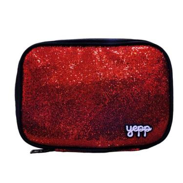 Imagem de Estojo Escolar Feminino Retangular Glitter Yepp MB13064-E, Vermelho