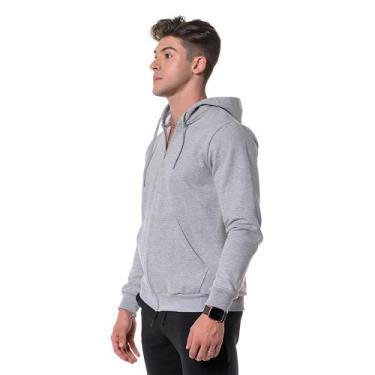 Imagem de Moletom Masculino Canguru Cinza com Zíper e Capuz - CHIELLA, M, Cinza,