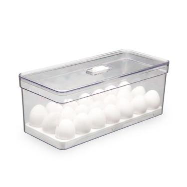 Imagem de Jogo 3 Organizadores De Geladeira Porta Ovos 40un 6,8l Tampa - PLASTUT
