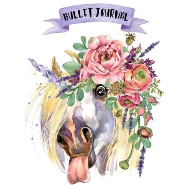 Imagem de Bullet Journal: A4 - Licorne - 160 pages - couverture souple "glossy" - Pointillés - Dot point, bullet journal, dot grid, planner, planning, organizer, journal, Licornes, Bujo