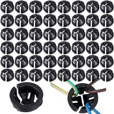 Imagem de Saysurey Conector de cabo push-in de botão não metálico 100 peças em massa Nm Knockouts Conduíte Elétrico Nylon Tensão Linha Snap Conector para Caixa de Junção Preto (tamanho comercial 3/8, serve para