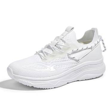 Imagem de LUCKY STEP Tênis feminino confortável para caminhada, corrida, casual, respirável, tênis, academia, corrida, amortecimento, Branco, 38