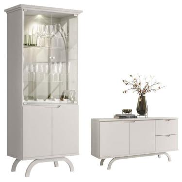 Imagem de Cristaleira e Aparador Buffet Vicenza Off White – New Ceval