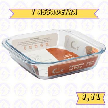 Imagem de 1 Travessa de Vidro Quadrada 1,1L Forno Airfryer Sobremesa - CasaVita,