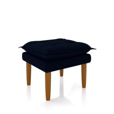 Imagem de Puff Banquinho Apoio Para Os Pés Luxo Suede Azul Marinho - New Belle E