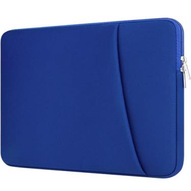 Imagem de HEDUGO Capa para laptop com bolso acessório com zíper, compatível com MacBook Air/Pro de 13 a 14 polegadas, capa protetora à prova de choque para laptop/Chromebook/tablet de 13 a 14 polegadas, azul