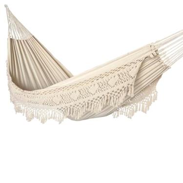 Imagem de Rede de Dormir Casal King de Algodão Reforçada Luxo Gigante Crua