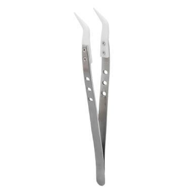 Imagem de Tweezers Artesanais, Pinças Longas KGX TC002 REPARO ELÉTRICO Isolamento de Aço Inoxidável 3 Buracos Tweezers Professional Tweezers Costurando Pinças para Solda Eletrônica (Cabeça