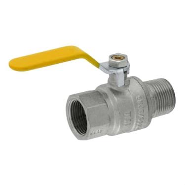 Imagem de Válvula Esfera Macho x Fêmea 1 Gás Passagem Plena Alavanca IVM Italy Latão Niquelado Vedação PTFE Pressão Suportada GPN20 PN40