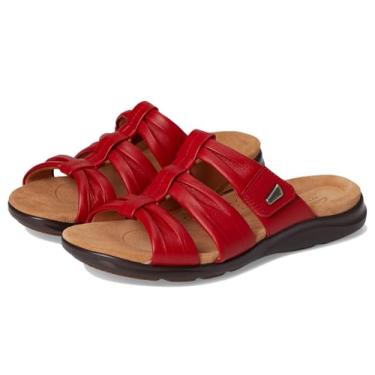 Imagem de Clarks Sandália rasteira feminina Kitly Slide, Couro vermelho cereja, 7.5 Wide