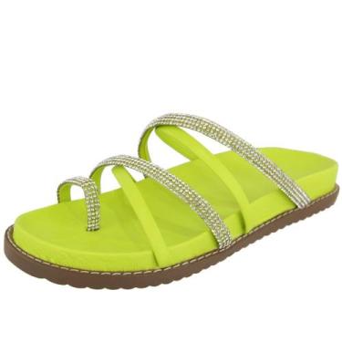 Imagem de Sandália Feminina Papete Dedo Tiras Brilho - s/marca, Fresh, Cristal, 