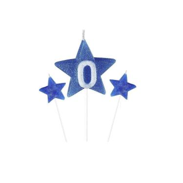 Imagem de Vela De Aniversário New Star Azul - Número 0