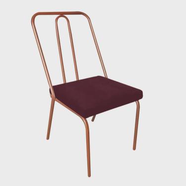 Imagem de Cadeira de Jantar Drika Office Escritório Recepção Ferro Bronze Suede Bordô - Ahz Móveis