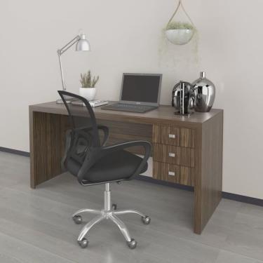 Imagem de Kit 2 Peças com Escrivaninha 3 Gavetas com Cadeira de Escritório Diretor Tela Mesh