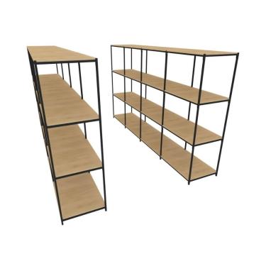 Imagem de Praleira De Aço Reforçada Mini Porta Pallet 200x60x90 Estante Estoque Bandeja Crua Módulos Conjugados 4 + 4