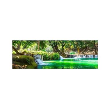 Imagem de Pintura de arte de parede em tela paisagem imagem de natureza - árvore de verão lago - impressão em tela - pôster e impressões para decoração de parede de sala de estar 50 x 150 cm sem moldura