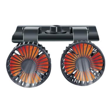 Imagem de Fã USB para carro, fã de carro | Cooler de cabeça dupla para o painel,Ventilador de automóvel poderoso de cabeça dupla baixa ruído 2 velocidades para o painel de veículos, banco traseiro