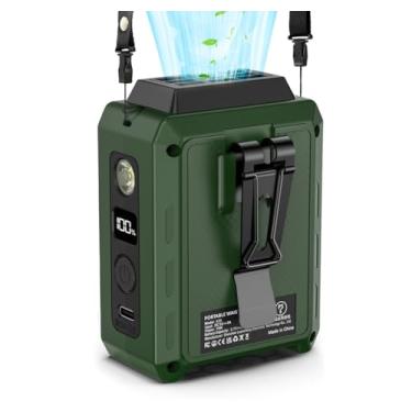 Imagem de CAZOKASI Ventilador de clipe de cintura vestível com suporte de mesa de iluminação 16.000 rpm, tempo de funcionamento de até 20 horas (5000 mAh/verde)