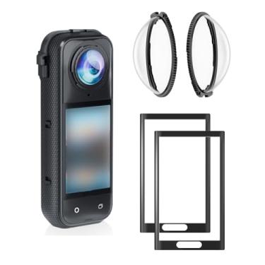 Imagem de YYRCVRA X5 Kit de protetor de tela premium de proteção de lente compatível com acessórios Insta360 X5 atualização de vidro temperado capa protetora de lente capa protetora de tela LCD filme dureza 9H
