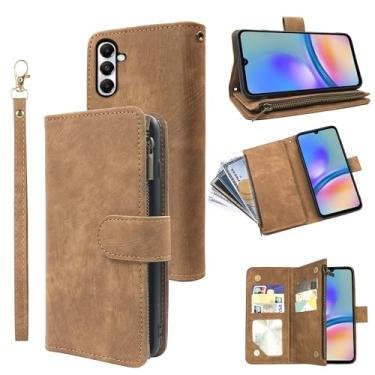 Imagem de Dibosom Capa carteira para Samsung Galaxy S25 Plus S24+ S25+ 5G com cordão de pulso e suporte de cartão de crédito flip de couro vintage premium acessórios para celular S25Plus 25S 25+ marrom