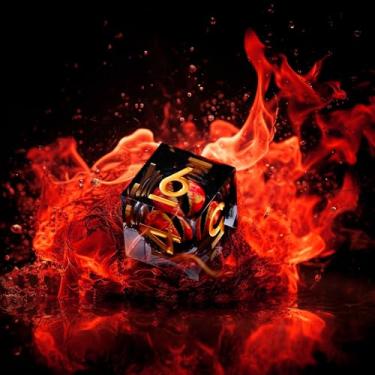 Imagem de GiGiGuGu DND Dice Set – Dragon Eye Liquid Core Sharp Edge Resin Dice Set 7pcs with Metal Gift Box for Role Playing Games (Flame – Red)