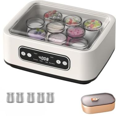 Imagem de Máquina de iogurte com 5 frascos sem BPA, controle de temperatura e temporizador inteligente, iogurte grego caseiro, configuração em 3 etapas sem esforço, tela de LED – perfeita para dietas ceto