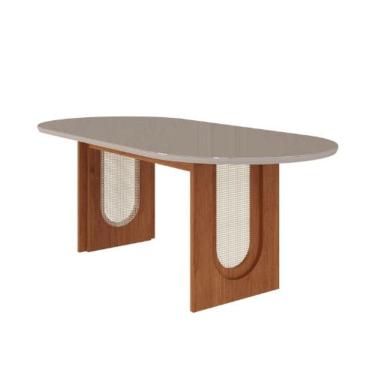 Imagem de Mesa De Jantar Oval 2,10m Valentina Cinamomo/Off White Cimol