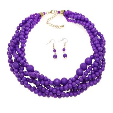 Imagem de JNF Colar gargantilha de pérolas para mulheres com pérolas falsas, conjunto de brincos, bijuterias, X-Large, Vidro, Não aplicável