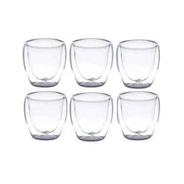Imagem de 6 Copos P/ Café Dupla Parede Vidro Borossilicato 70ML R.6298