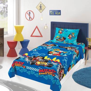 Imagem de Jogo De Cama Solteiro Mickey Aventura 03 Pçs Azul