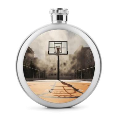 Imagem de Cantil de aço inoxidável, incrível impressão de quadra de basquete garrafa de bolso garrafa de bolso garrafa de viagem garrafa portátil de metal