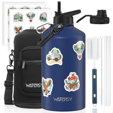 Imagem de Garrafa de água de 1 galão isolada (fria por 48 horas), livre de BPA e à prova de vazamento, jarro de água de aço inoxidável de 3,628 g, garrafa de água grande com tampa de bico de canudo para