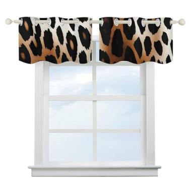 Imagem de Cortina blackout com estampa de leopardo, escurecimento de quarto, cortinas de janela curtas, isolamento térmico, para cozinha, sala de jantar, quarto, 2 painéis 132 x 46 cm